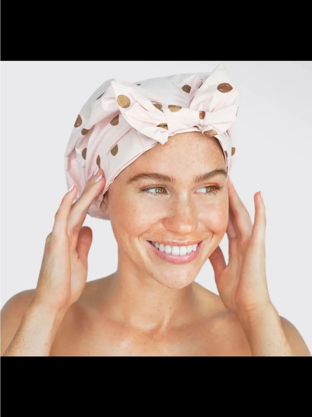 Kit+Sch Pink Luxury Polka Dot Shower Cap
